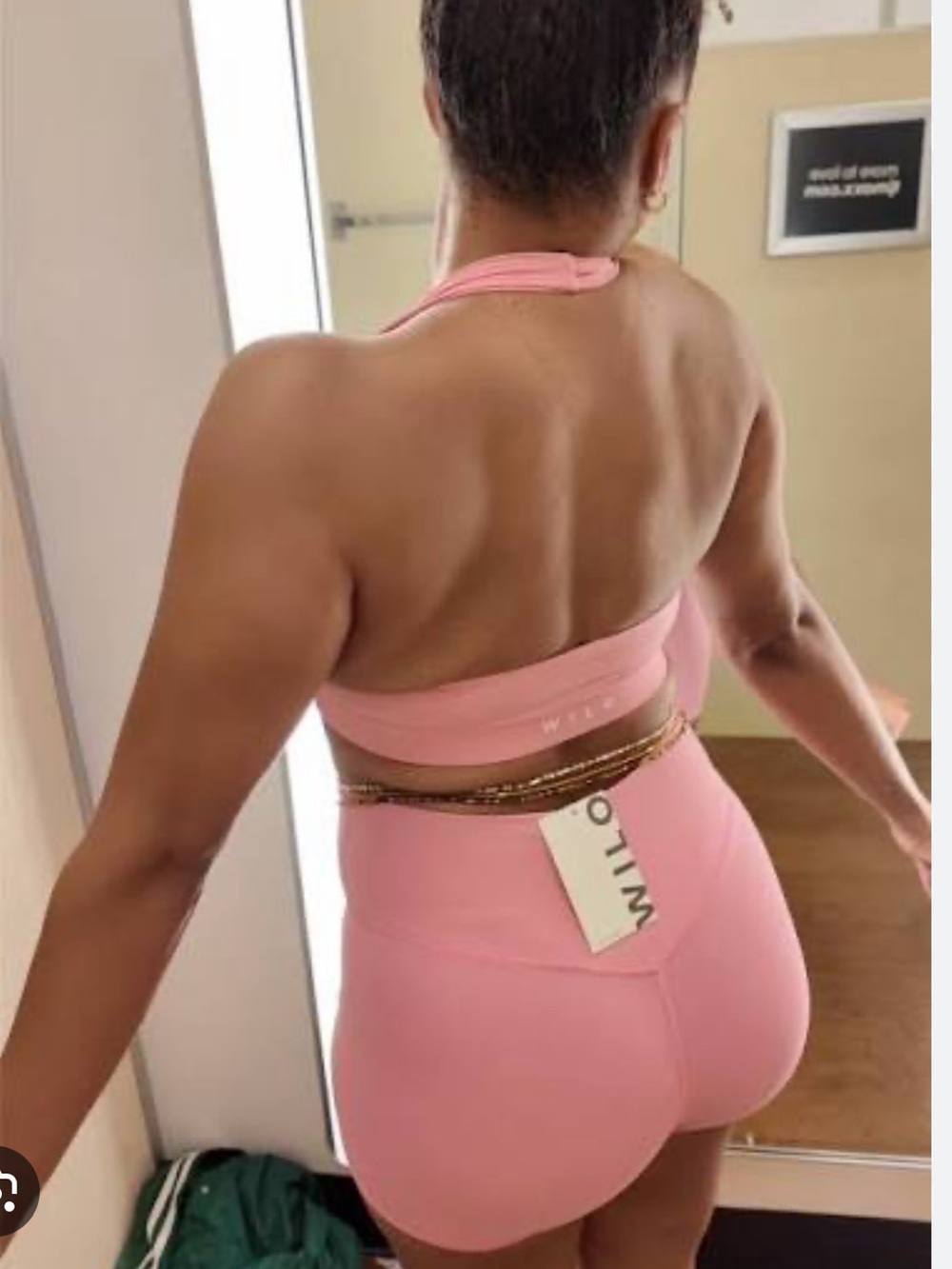 Wilo The Label Pink Halter Sports Bra and Short Set, Size S Botton/M Top, NWT - Picture 3 of 3